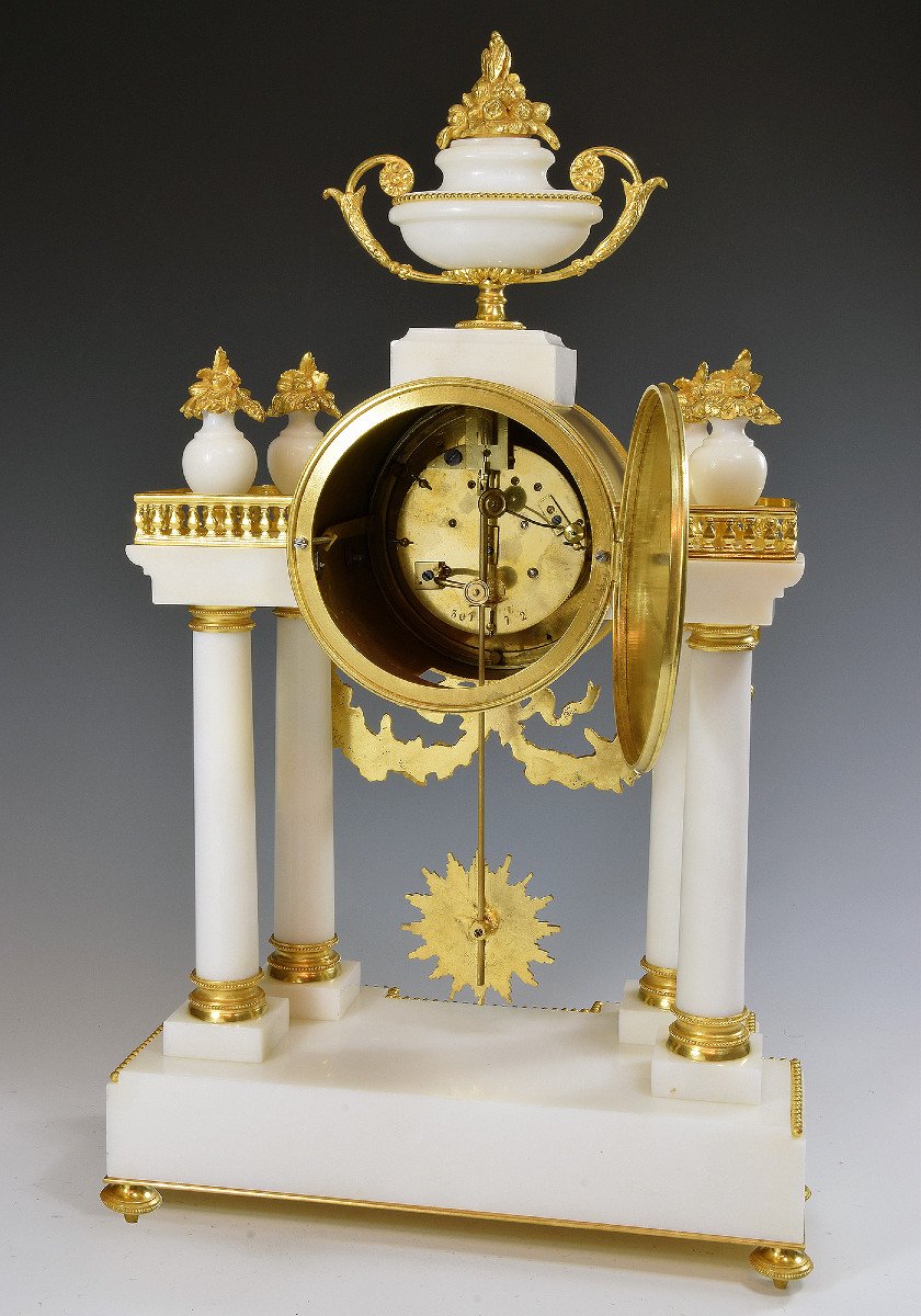 Clock Portico In Carrara Marble And Gilded Bronze Napoléon III-photo-3