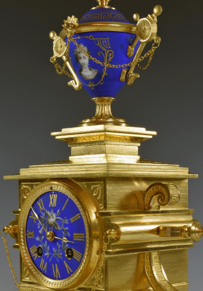  Clock In Bronze And Porcelain Palais Royal 1870-photo-3