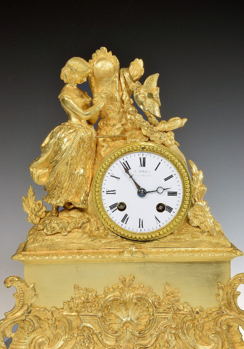 Clock Bronze Mercury Gilding Detouche 1830-photo-3