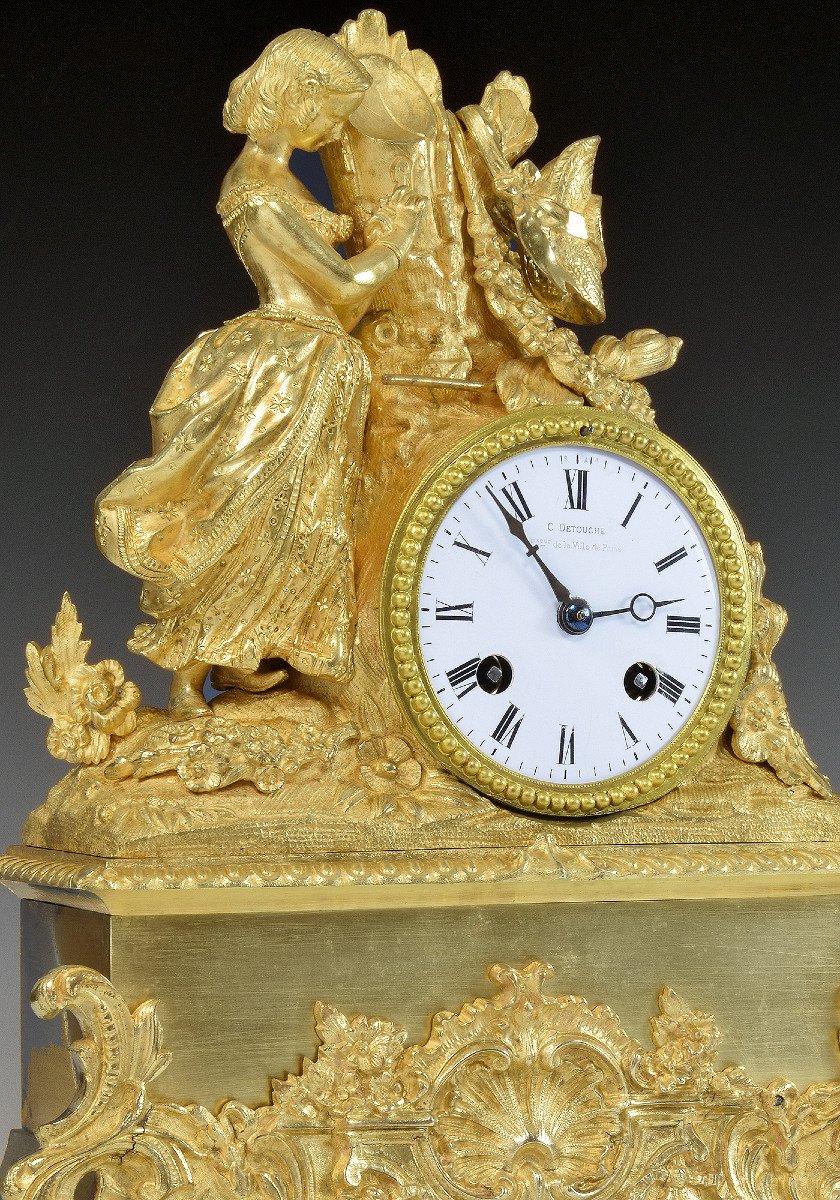 Clock Bronze Mercury Gilding Detouche 1830-photo-4