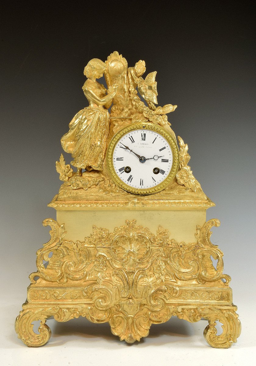 Clock Bronze Mercury Gilding Detouche 1830