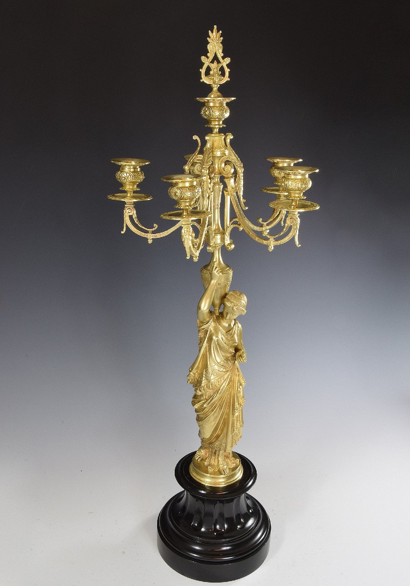 Candlesticks To The Vestal And Bronze 72cm XIXème-photo-2