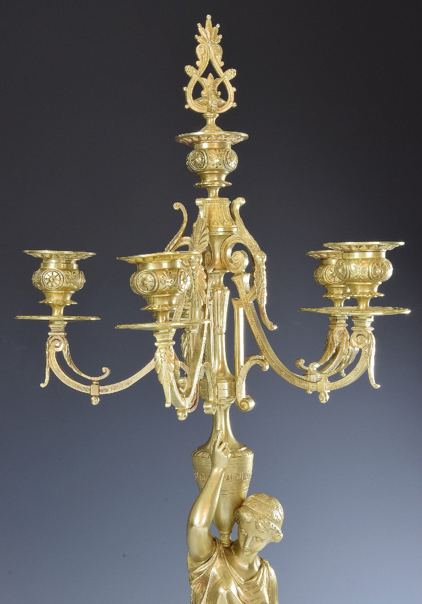 Candlesticks To The Vestal And Bronze 72cm XIXème-photo-3