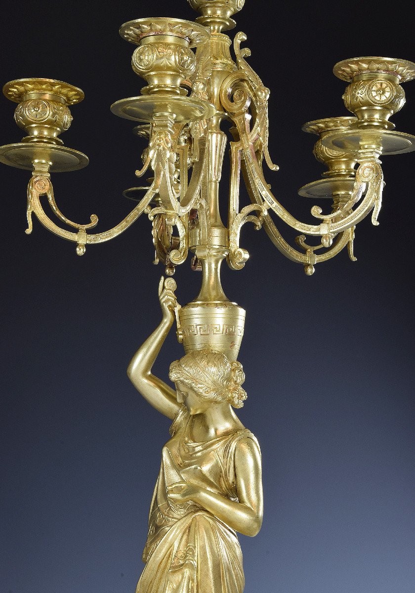 Candlesticks To The Vestal And Bronze 72cm XIXème-photo-1