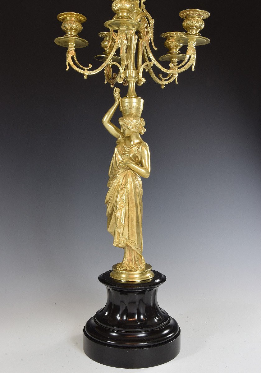 Candlesticks To The Vestal And Bronze 72cm XIXème-photo-4