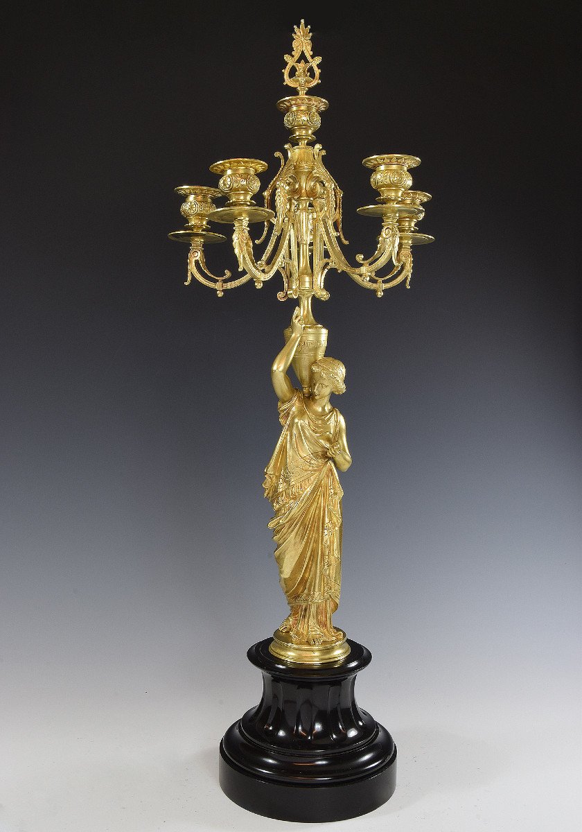 Candlesticks To The Vestal And Bronze 72cm XIXème