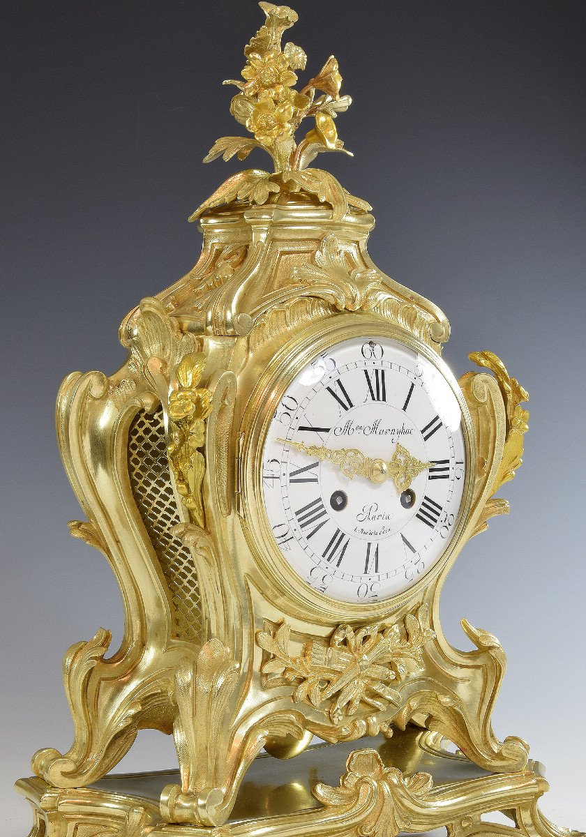 Clock Gilt Bronze Louis XV Dumoulinneuf-photo-3