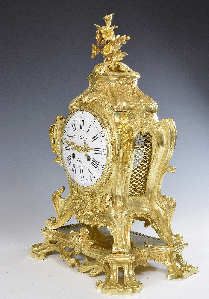 Clock Gilt Bronze Louis XV Dumoulinneuf-photo-4