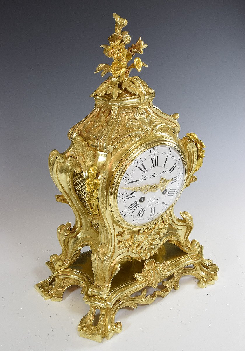 Clock Gilt Bronze Louis XV Dumoulinneuf-photo-3