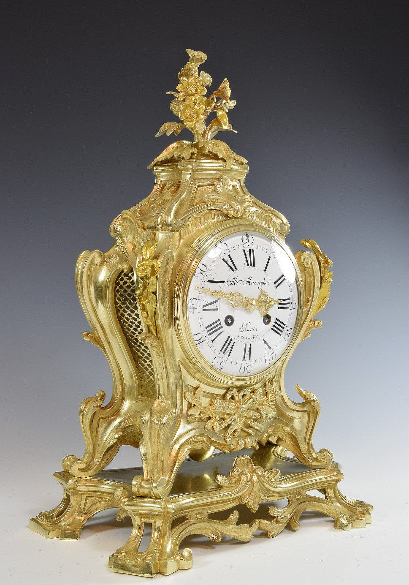 Clock Gilt Bronze Louis XV Dumoulinneuf