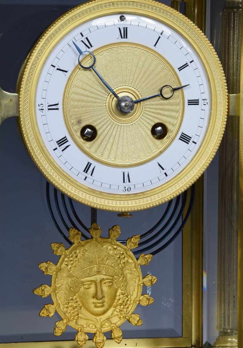 Imposing Clock Glass Bronze And Marble XIXème-photo-2