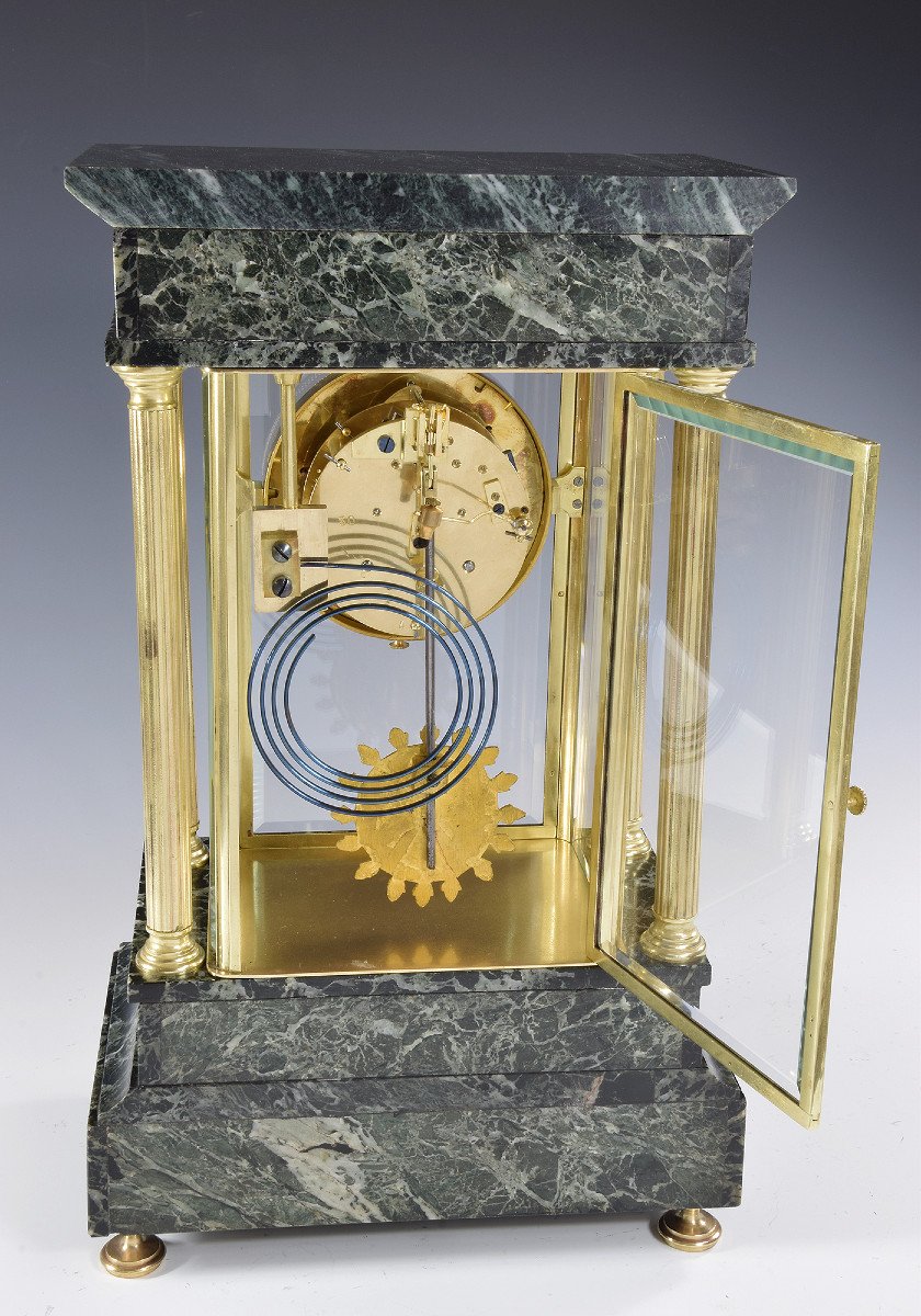 Imposing Clock Glass Bronze And Marble XIXème-photo-4