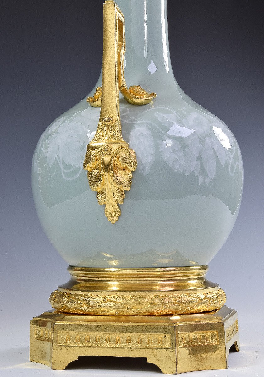 Lamp In Porcelain Céladon And Gilt Bronze, 19th Century XIXe-photo-3