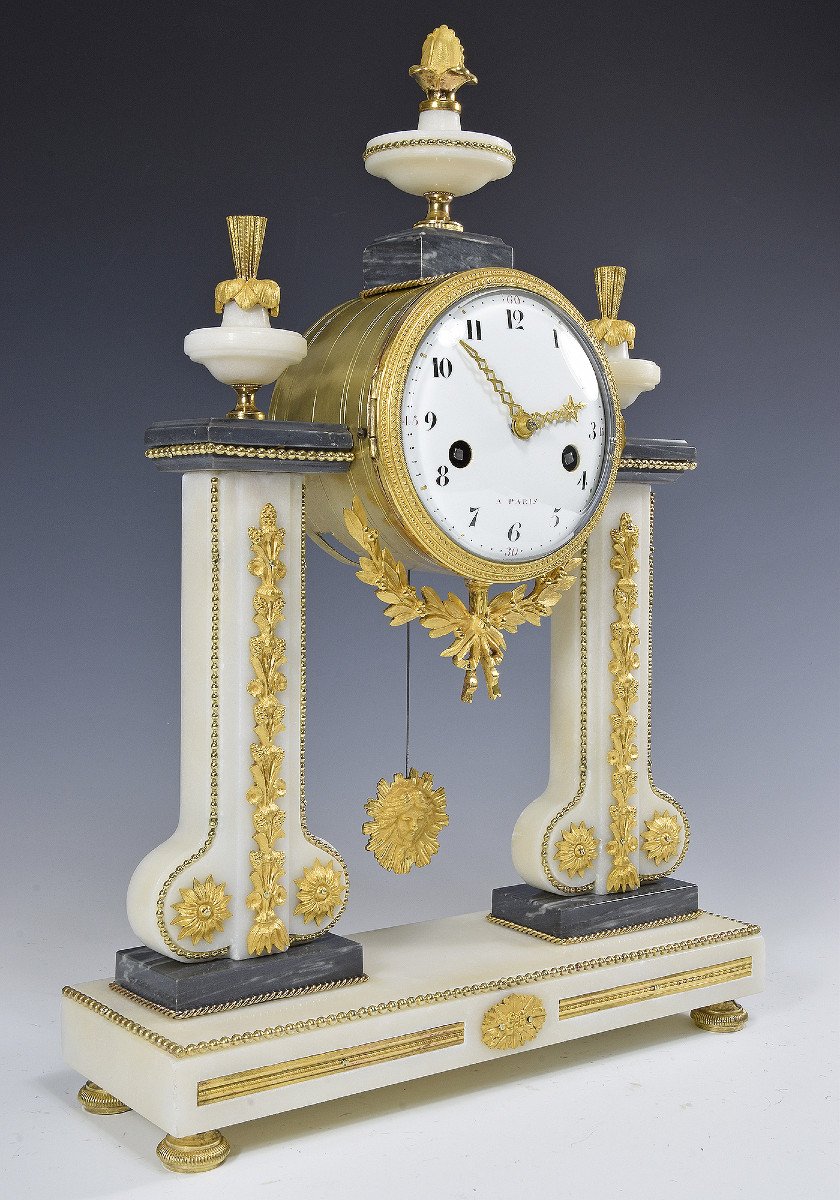 Clock Portico Marble Enameller Dubuisson-photo-4