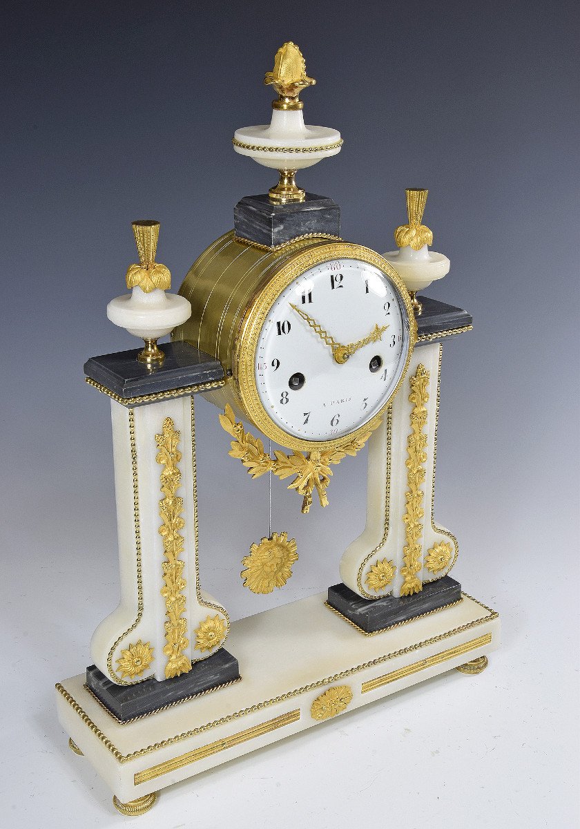 Clock Portico Marble Enameller Dubuisson-photo-1