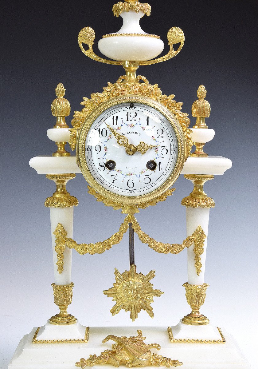 Clock Portico In Marble And Gilded Bronze Napoléon III 1878-photo-2