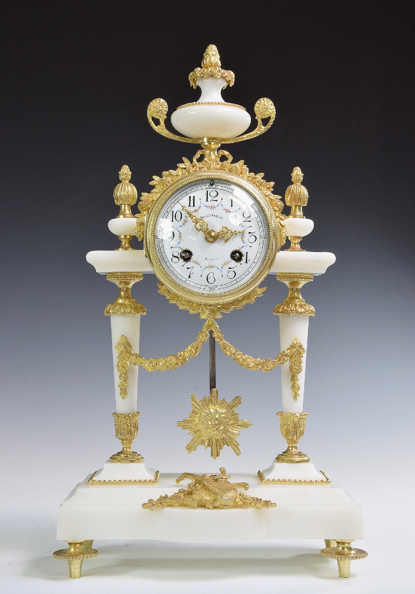 Clock Portico In Marble And Gilded Bronze Napoléon III 1878