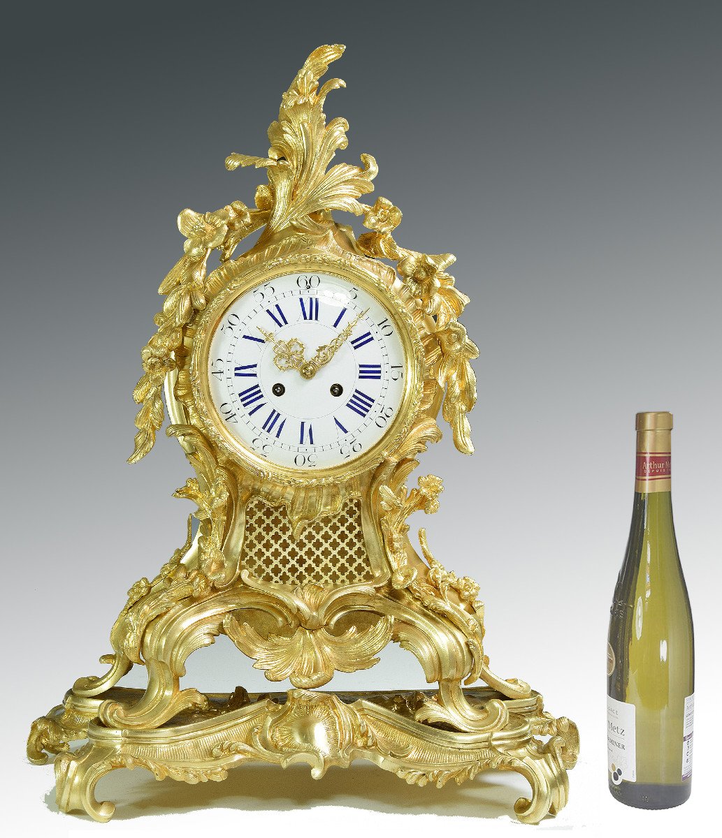 Imposing Clock Gilt Bronze Louis XV Era Napoléon III-photo-2