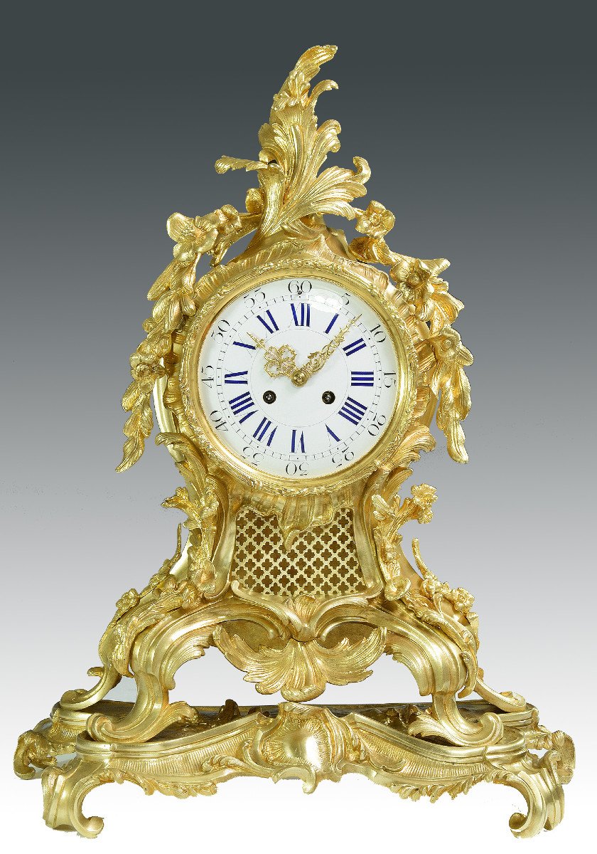 Imposing Clock Gilt Bronze Louis XV Era Napoléon III-photo-3