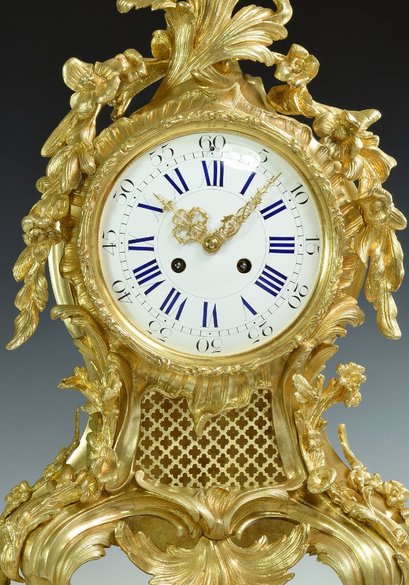 Imposing Clock Gilt Bronze Louis XV Era Napoléon III-photo-4