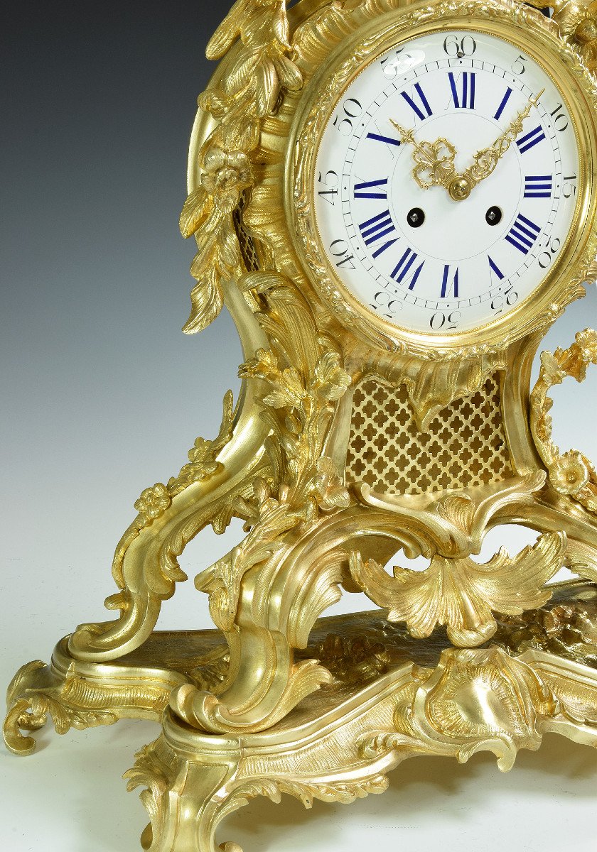 Imposing Clock Gilt Bronze Louis XV Era Napoléon III-photo-1