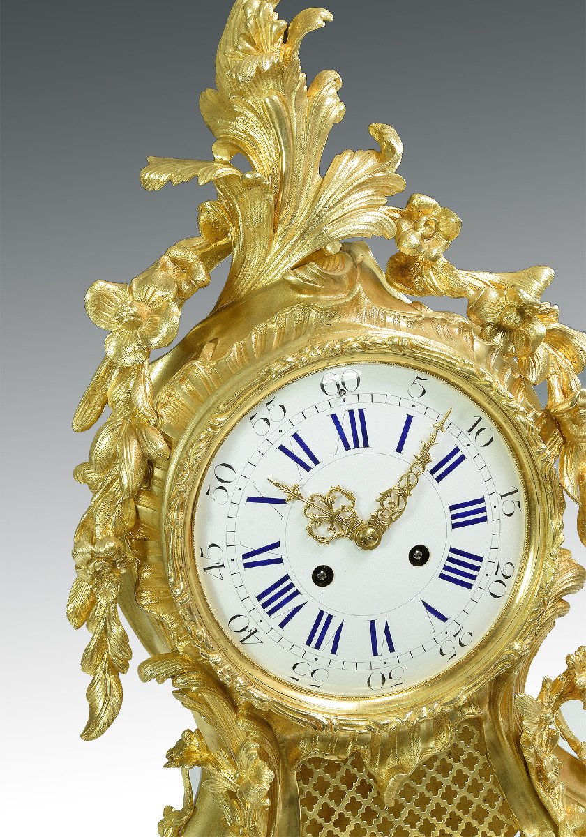 Imposing Clock Gilt Bronze Louis XV Era Napoléon III-photo-2