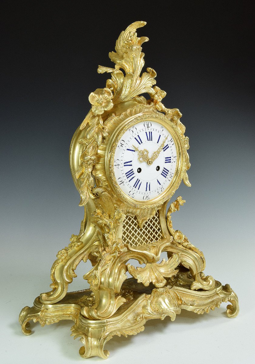 Imposing Clock Gilt Bronze Louis XV Era Napoléon III-photo-3