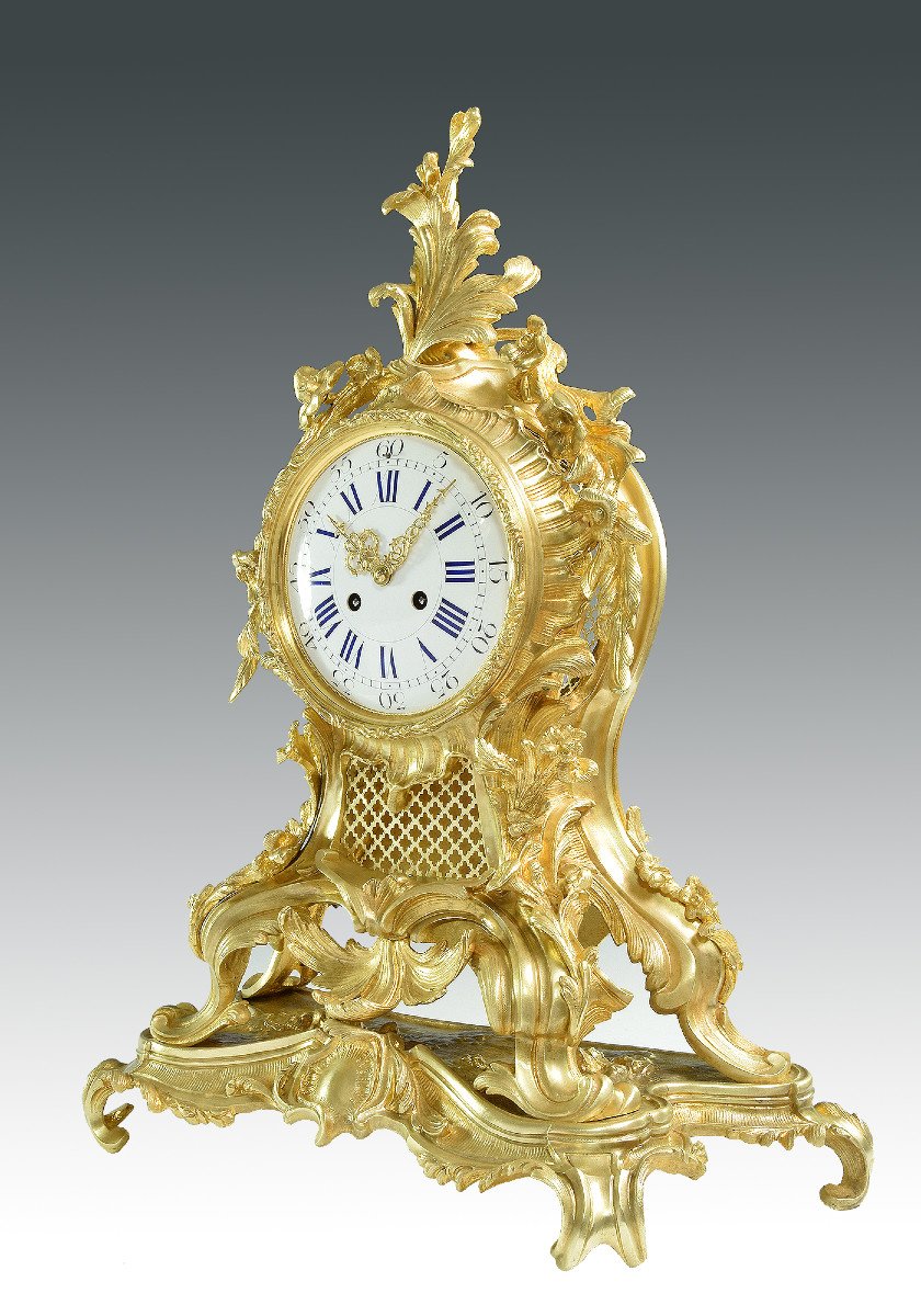 Imposing Clock Gilt Bronze Louis XV Era Napoléon III