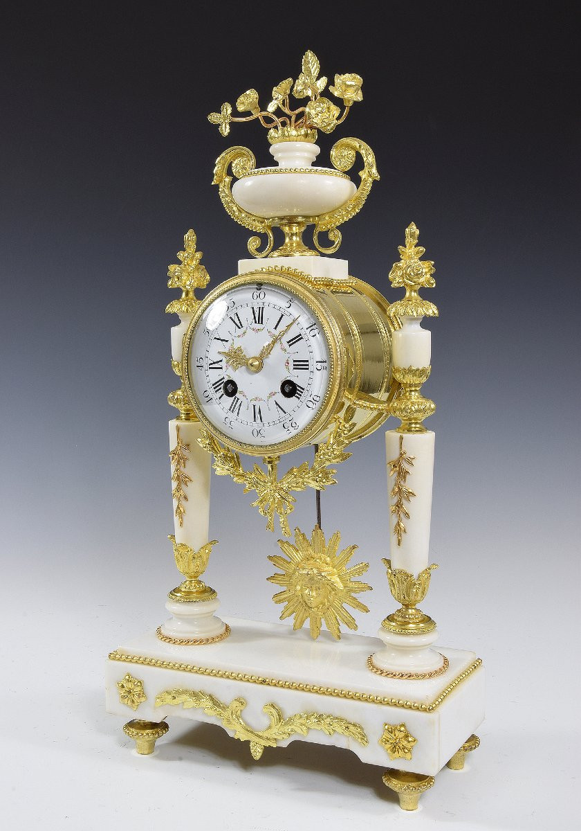 Clock Portico In Marble And Gilded Bronze Napoléon III-photo-2