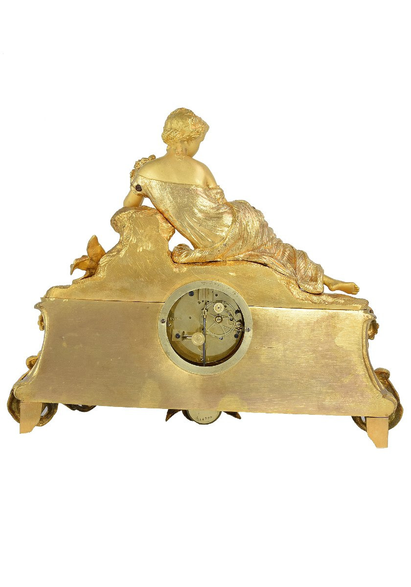 Clock "goddess Flora" In Bronze And Limoges Porcelain 1844-1849-photo-2