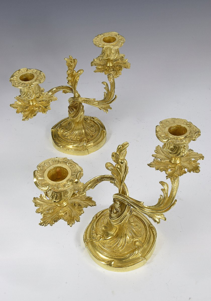 Candlestick Gilt Bronze Louis XV XIXème-photo-2