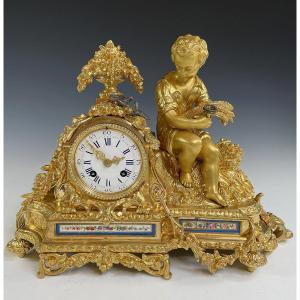 Pendule Aux Oiseaux Bronze Et Porcelaine Napoléon III