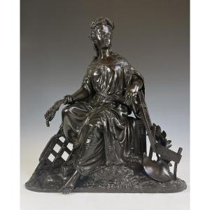  Sculpture Mythological In Bronze “goddess Ceres” 1850