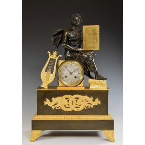 Pendule à l'éffigie Du Poète Virgile, Signé Cailly 1840