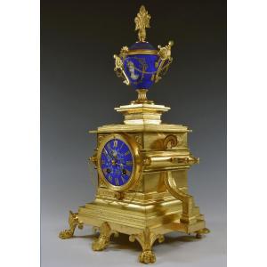 Pendule En Bronze Et Porcelaine Palais Royal 1870 