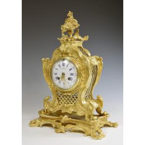 Pendule Cartel Style Louis XV En Bronze Napoléon III Costain