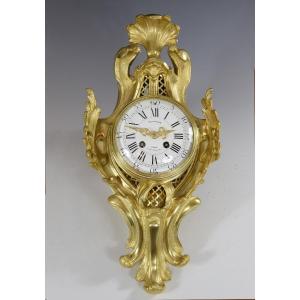  Clock Cartel Wall In Gilt Bronze "richond" 45cm