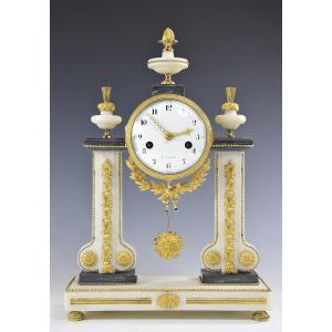 Clock Portico Marble Enameller Dubuisson