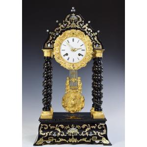 Pendule Portique En Marqueterie Rollin 1840