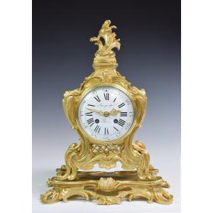 Clock Gilt Bronze Louis XV Raingo 1860