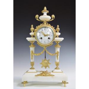 Pendule Portique En Marbre Et Bronze Doré Napoléon III 1878