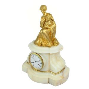 Clock "allegories Of The Arts" Gilded Bronze And Onyx