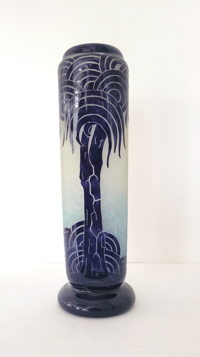 Charle Schneider Model "palm Trees" French Glass /charder-photo-2