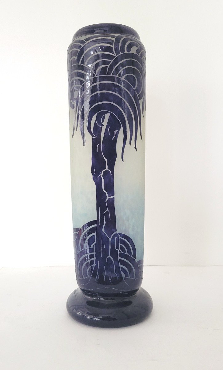 Charle Schneider Model "palm Trees" French Glass /charder-photo-1