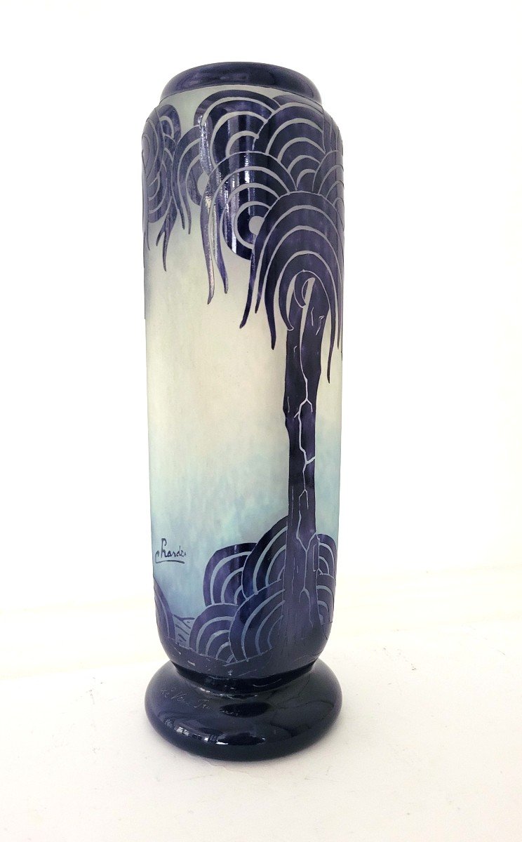 Charle Schneider Model "palm Trees" French Glass /charder