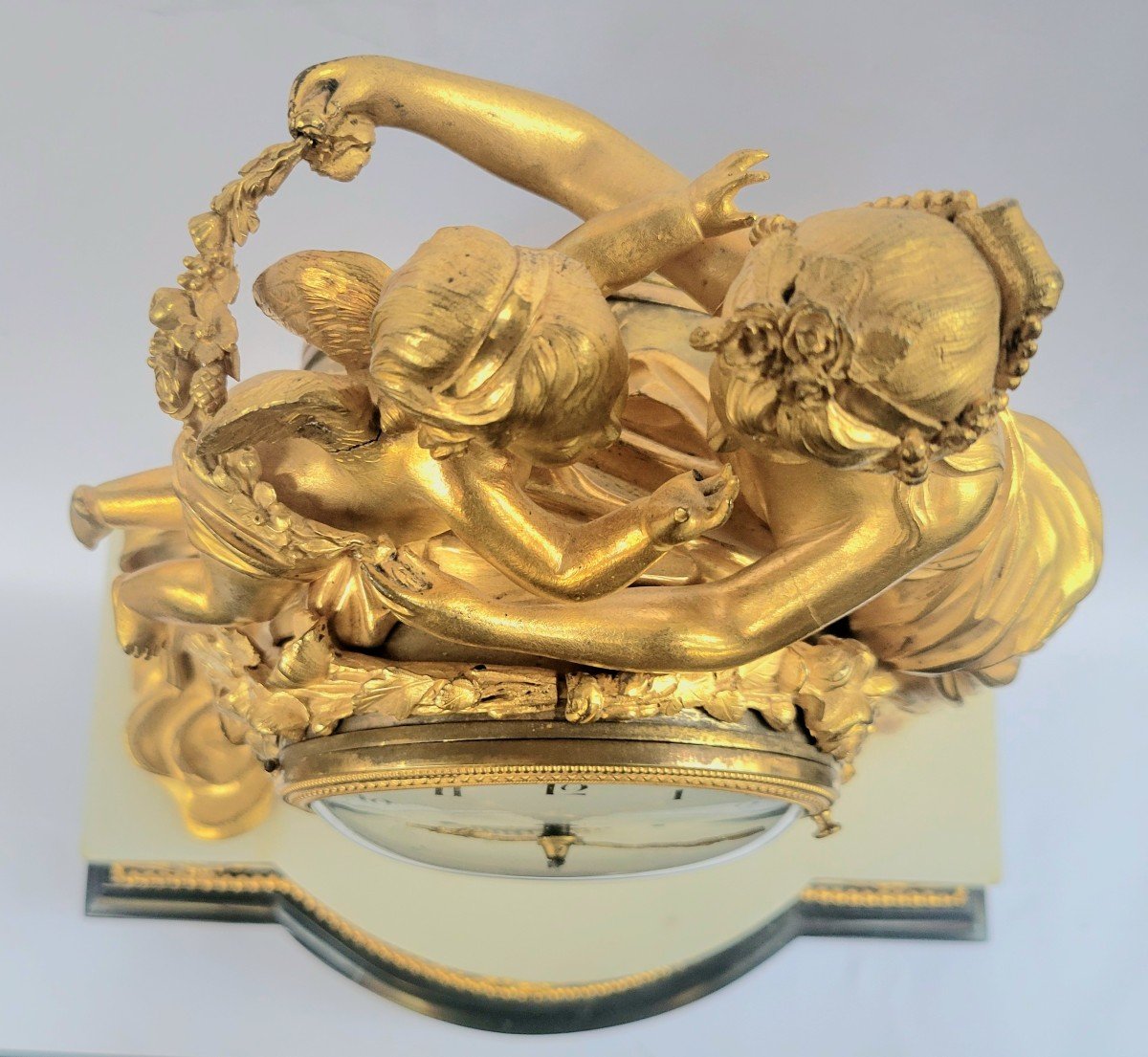 Louis XVI Pendulum "venus And Love" In Marble And Gilt Bronze-photo-4