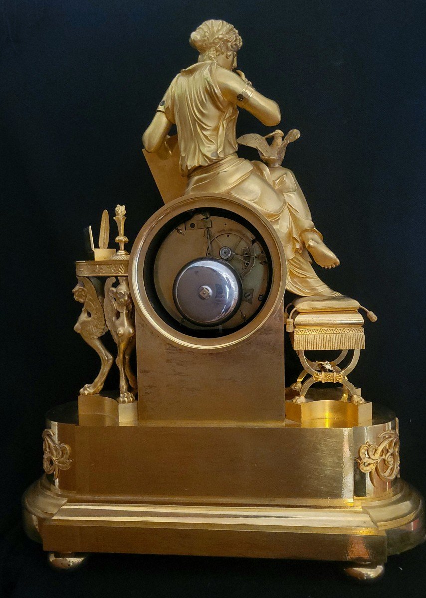 Pendule Époque empire  En Bronze Doré " Le Messager De l'Amour " Attribuée à J.f Savart-photo-3