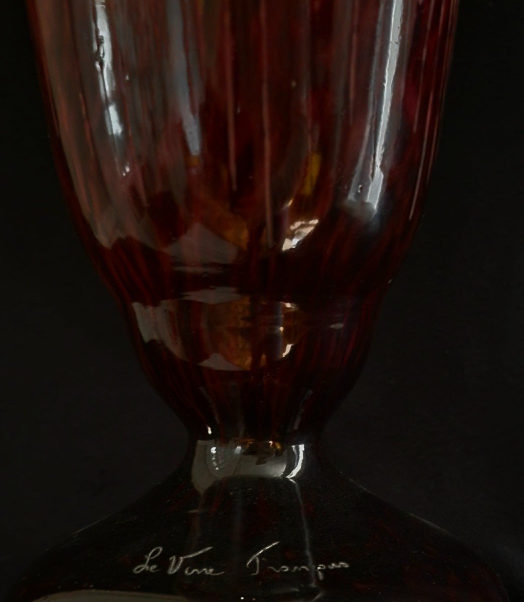 Vase  Art Déco  Schneider Modèle Orchidee Signé Le Verre Français 1924-1927-photo-7