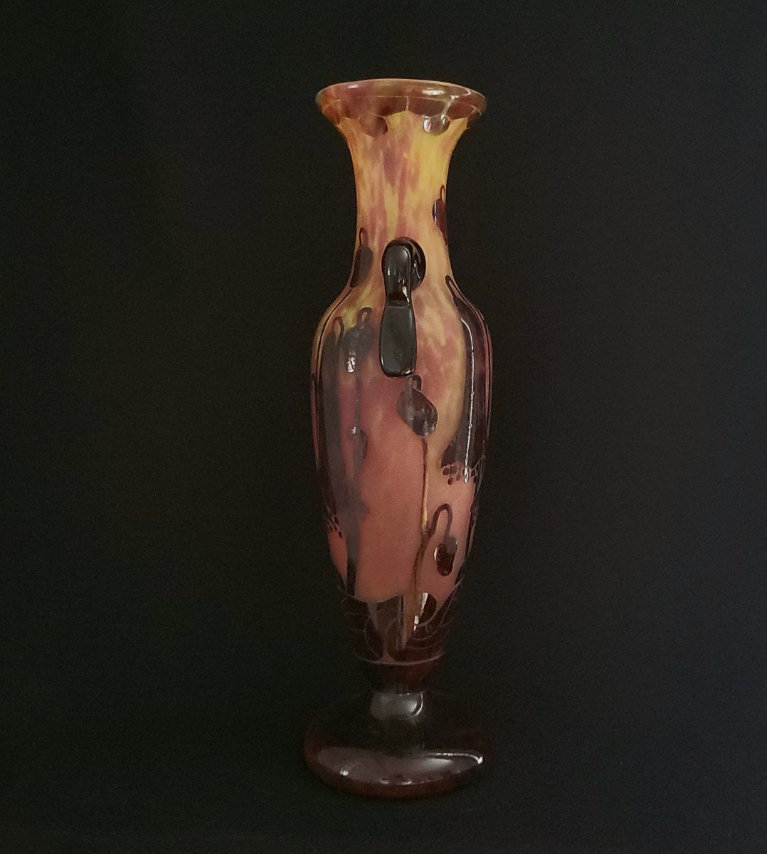 Charles Schneider :  Grand Vase   Modèle " Campanules"   Signée Le Verre Français 1922/1925-photo-2