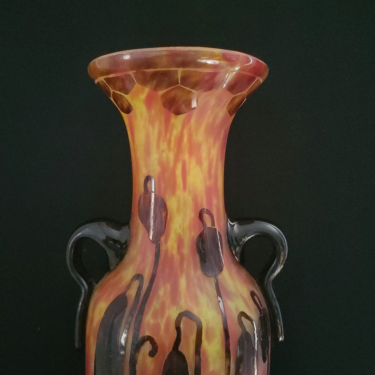 Charles Schneider :  Grand Vase   Modèle " Campanules"   Signée Le Verre Français 1922/1925-photo-8